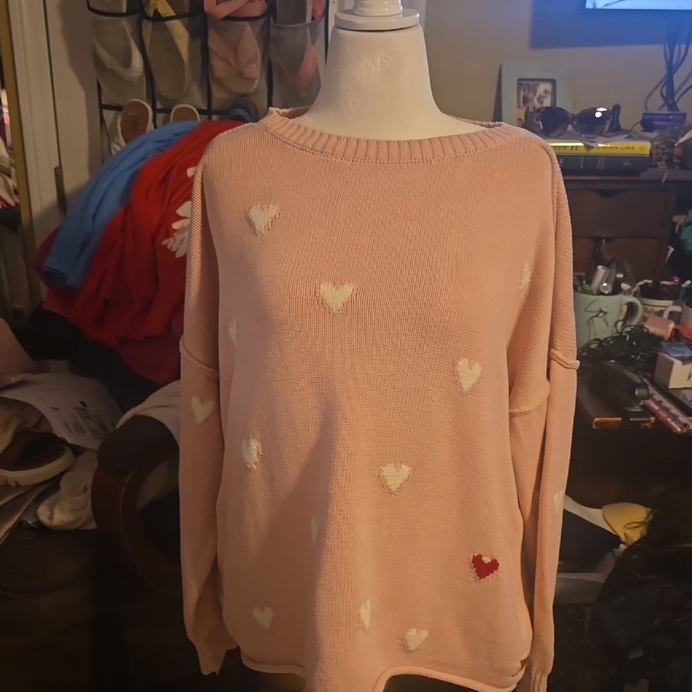 Pink Heart Sweater